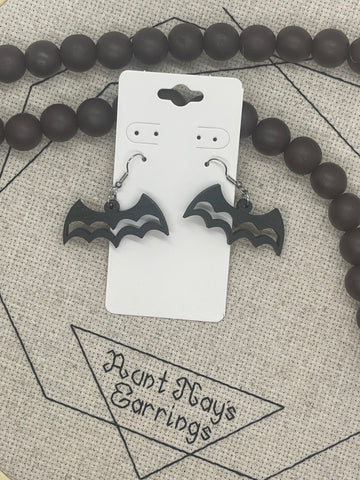 Bat Wood Cutout Earrings