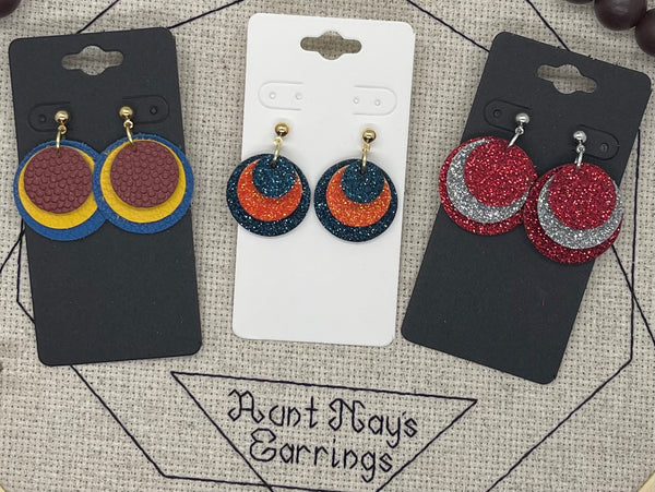Double Stacked Circle Team or School Color Earrings