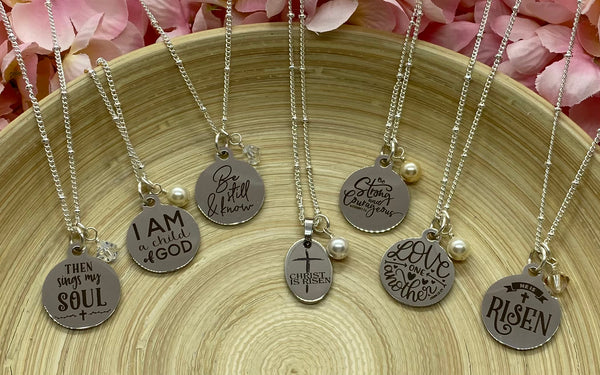 "Be Strong and Courageous" Silver Charm Necklace