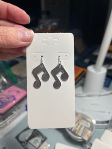 Small Music Note Shaped Leather Earrings