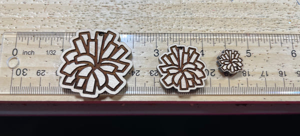 Pom-pom Shaped Engraved Wood Earrings