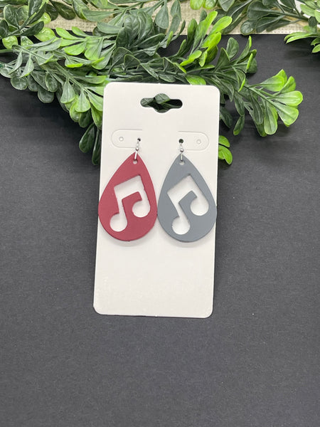 Band Choir Music Note Layered Leather Earrings