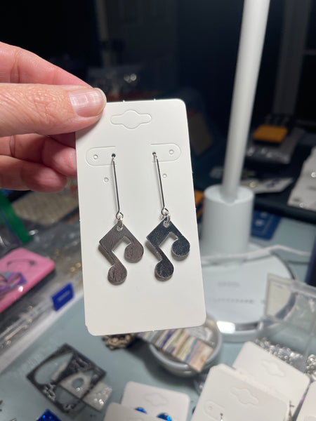 Small Music Note Shaped Leather Earrings