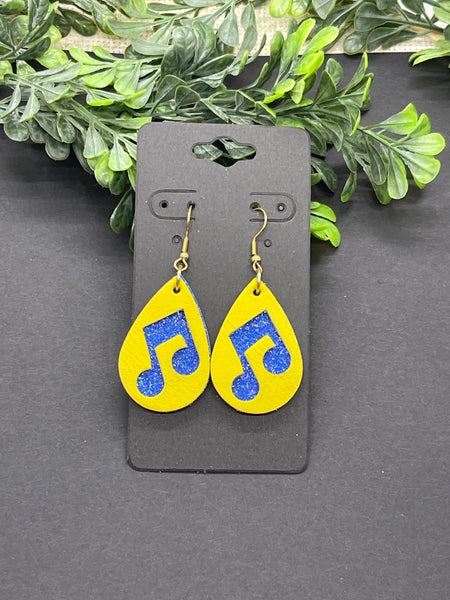 Band Choir Music Note Layered Leather Earrings