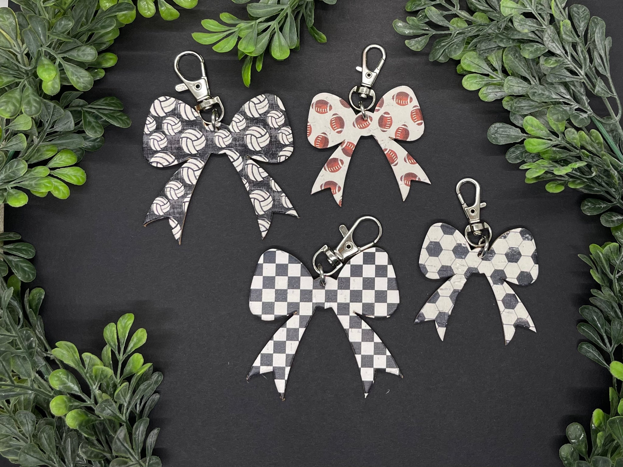 Sports Print Bow Shaped Bag Charms