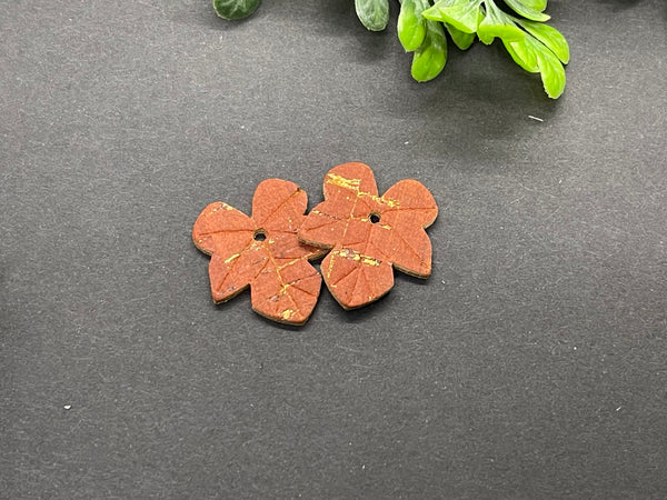 Small Embossed Leaf Shaped Cork on Leather Earrings