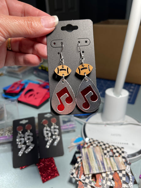 Band Choir Music Note Layered Leather Earrings