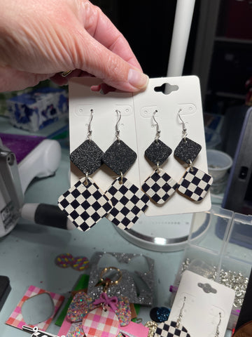 Race Checkered Flag Customizable Earrings