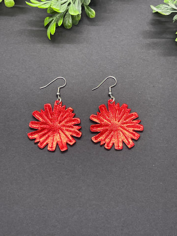 Embossed Leather Pom-pom Cheer Earrings