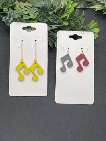 Small Music Note Shaped Leather Earrings