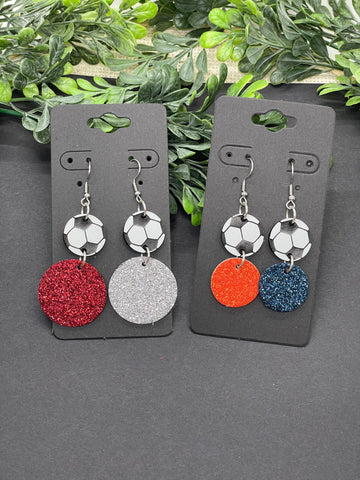 Acrylic Football Soccer and Volleyball Team Colors Earrings