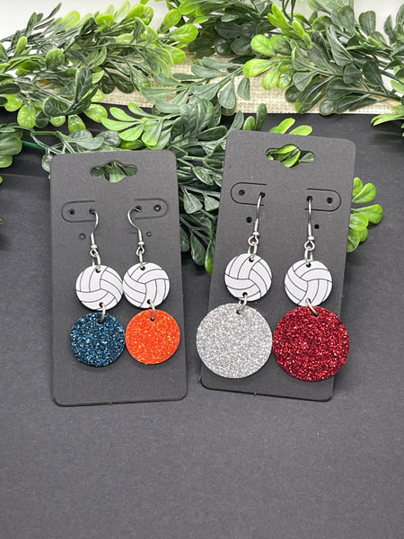 Acrylic Football Soccer and Volleyball Team Colors Earrings
