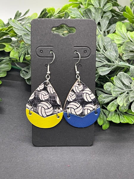 Sports Team Split Teardrop Leather Earrings