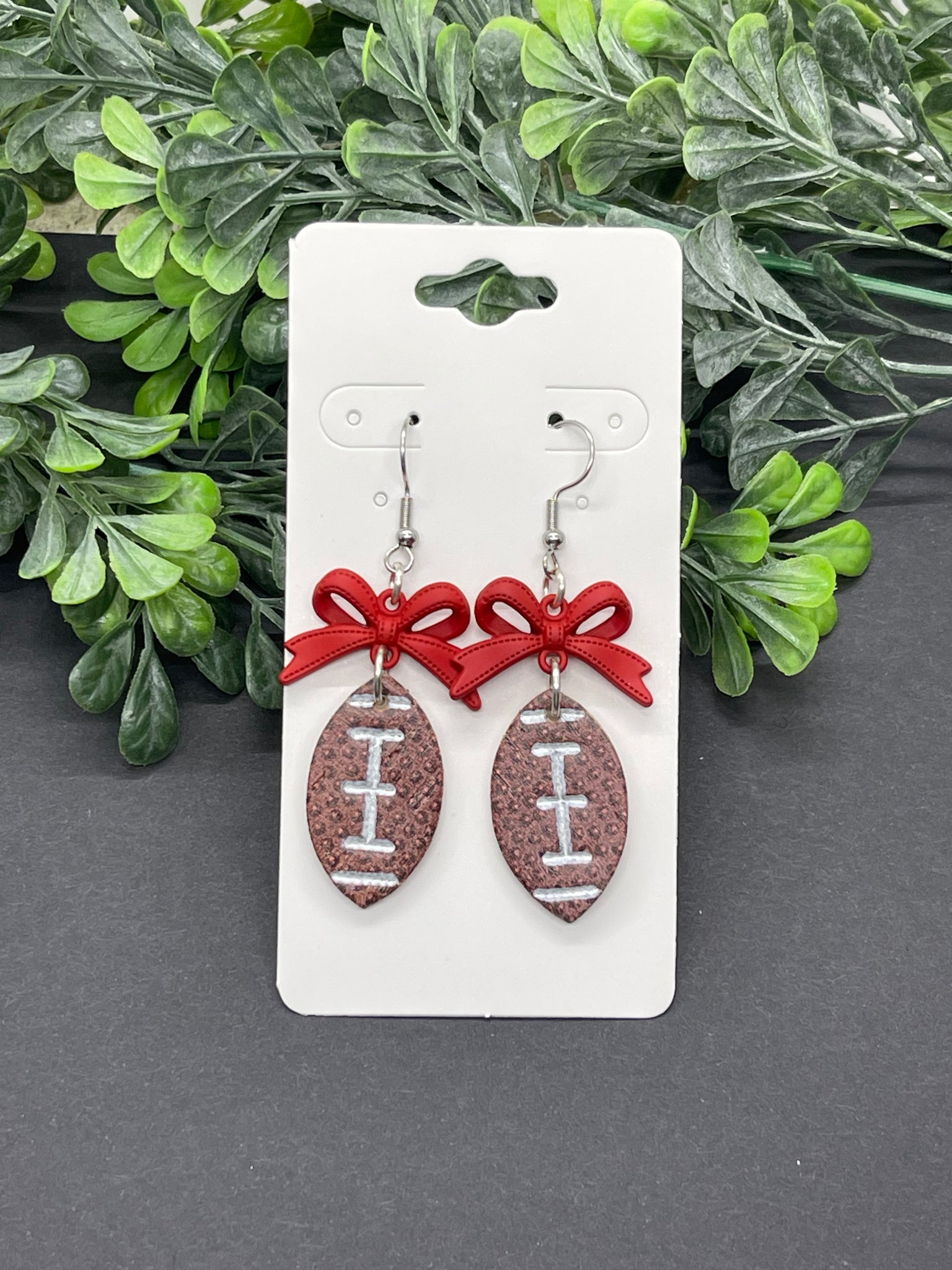 Football and Bow Earrings