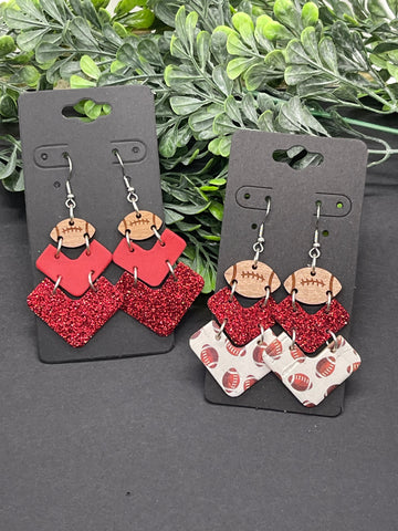 Sports Chevron Stacked Leather Earrings