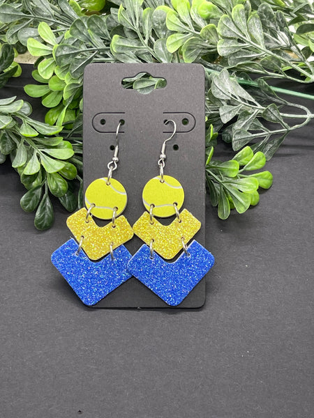 Sports Chevron Stacked Leather Earrings