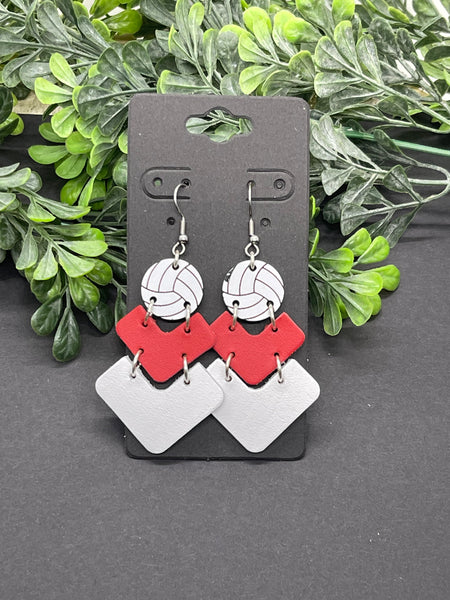 Sports Chevron Stacked Leather Earrings