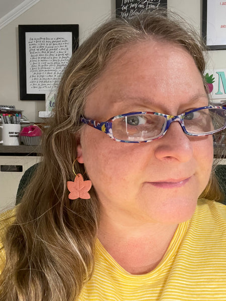 Leaf Shaped Cork on Leather Earrings