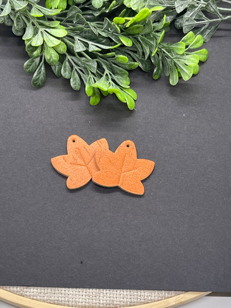 Leaf Shaped Cork on Leather Earrings