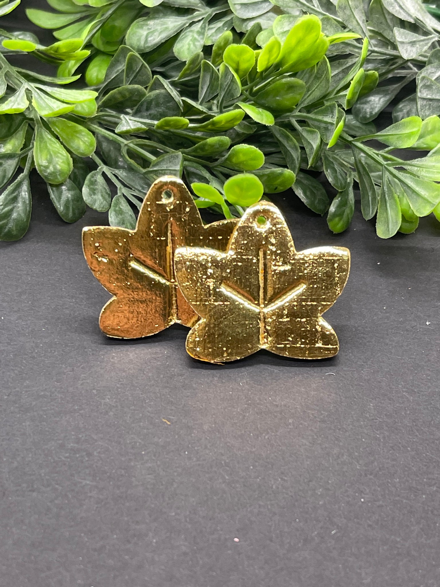 Leaf Shaped Cork on Leather Earrings