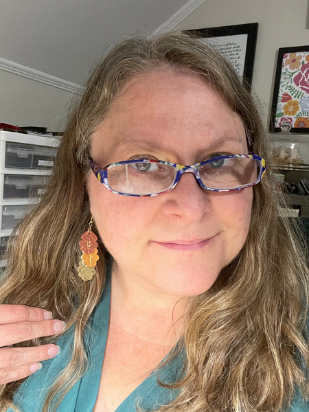 Triple Leaf Embossed Dangle Cork on Leather Earrings