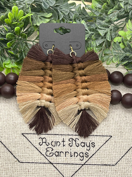 Feather Leaf Macrame Style Earrings