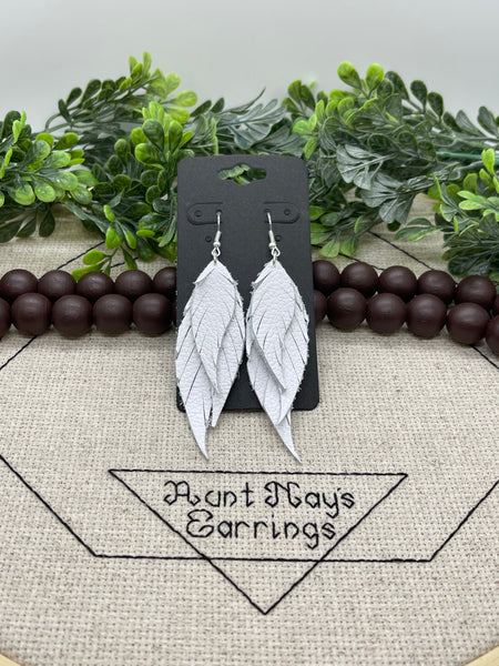 Triple Layer Long Fringed Feather Leather Earrings