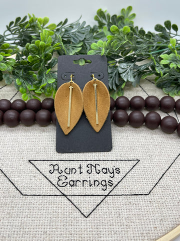 Texas Style Leather Earrings with Metal Bar Accents