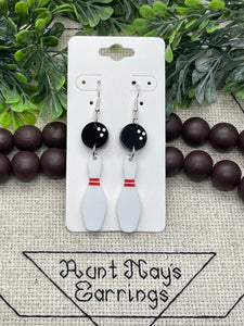Bowling Ball and Pin Acrylic Earrings