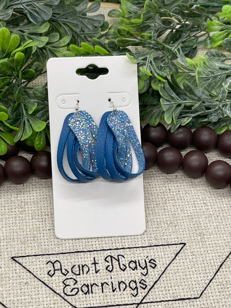 Metallic Iridescent Splatter on Solid Colored Leather Twisted Loop Earrings
