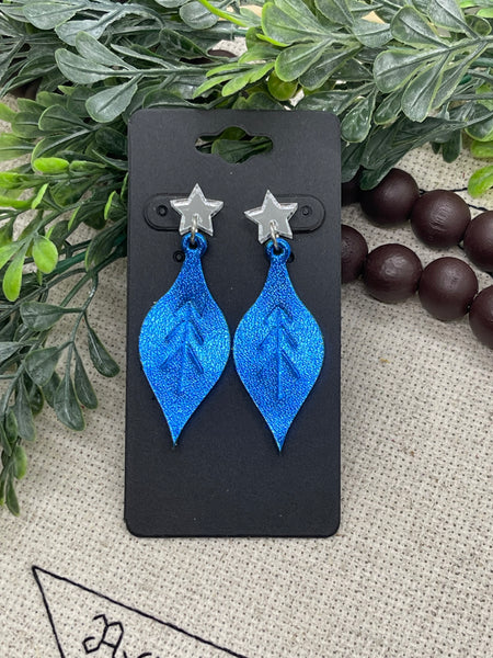 Old Fashioned Christmas Ornament Shaped Embossed Metallic Leather Earrings