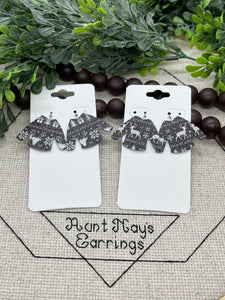 Black and White Reindeer Print Ugly Christmas Sweater Shaped Leather Earrings