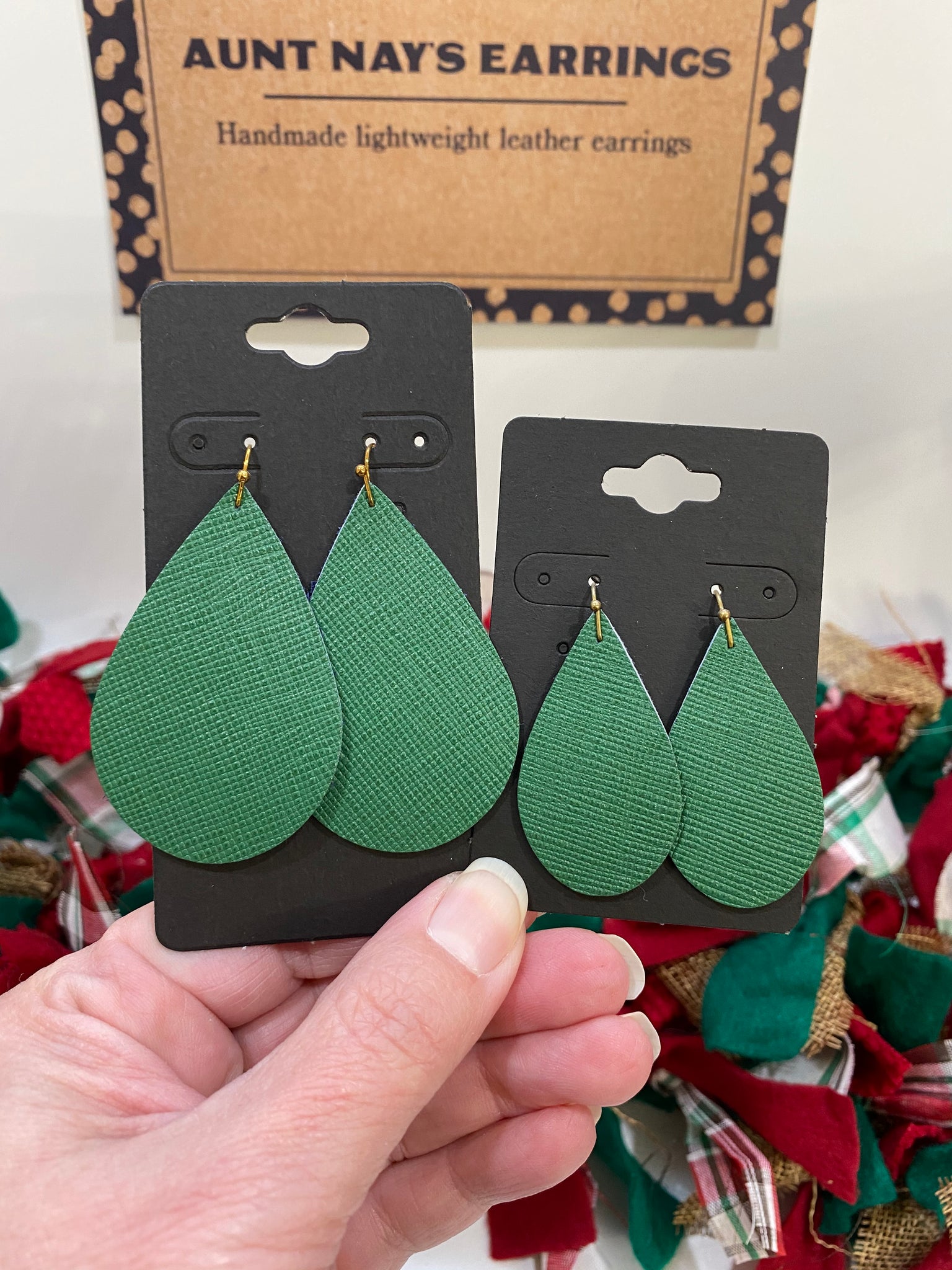 Pretty Green Saffiano Textured Leather Earrings