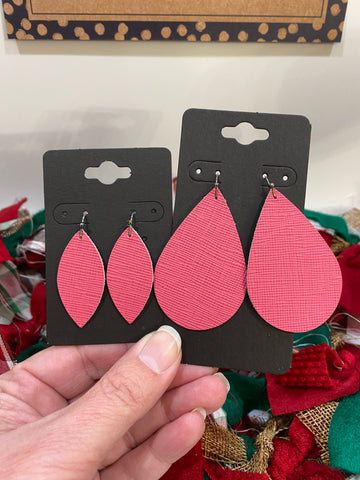 Pretty Pink Saffiano Textured Leather Earrings