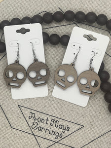 Skull Wood Cutout Earrings