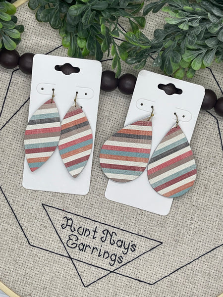 Fall Striped Leather Earrings