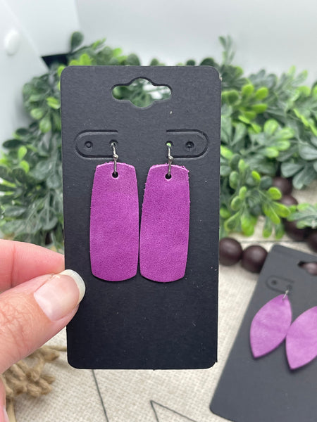 Violet Purple Leather Earrings