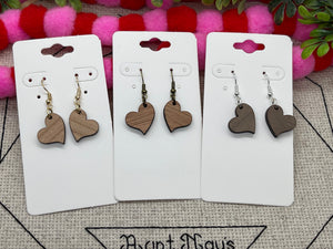 Heart Shaped Wood Earrings