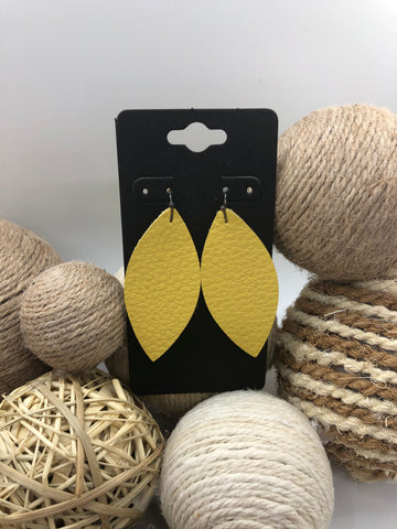 Light Lemon Yellow Pebble Textured Leather Earrings