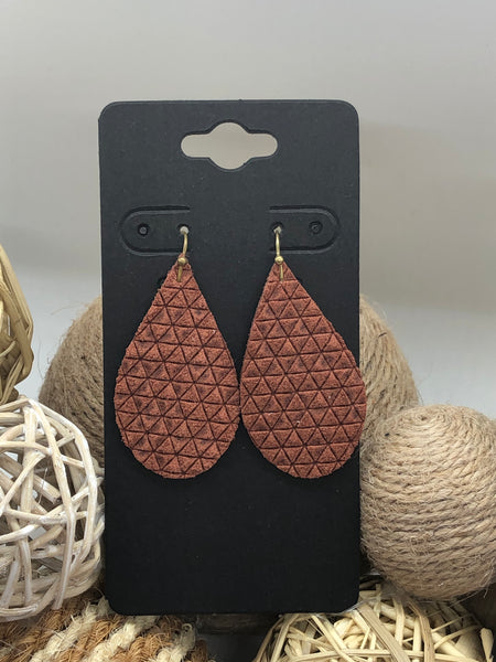 Medium Chestnut Brown Triangle Textured Leather