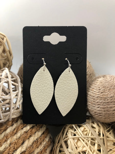 Cream leather earrings