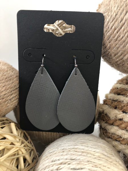 Gray saffiano leather earrings