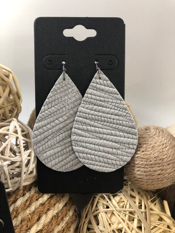 Light Gray Palm Leaf leather earrings