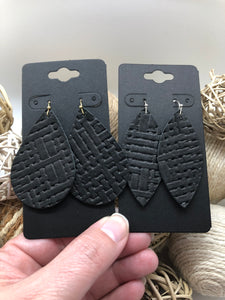 Black Basketweave Textured Leather