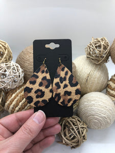 Black, Brown and Tan Leopard Print Leather Earrings