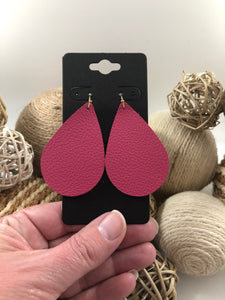 Hot Pink Pebbled Leather Earrings