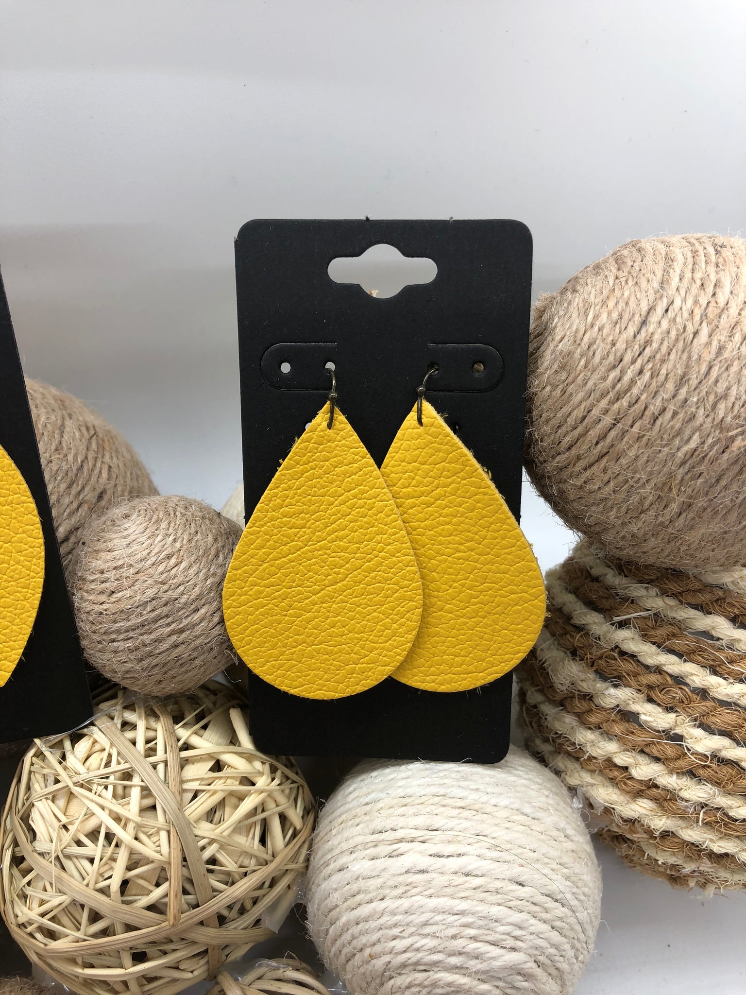 Lemon Yellow Pebbled Leather Earrings