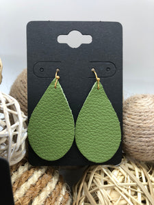 Lime Green Pebbled Leather Earrings