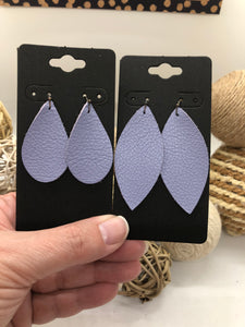 Lavender Pebbled Leather Earrings
