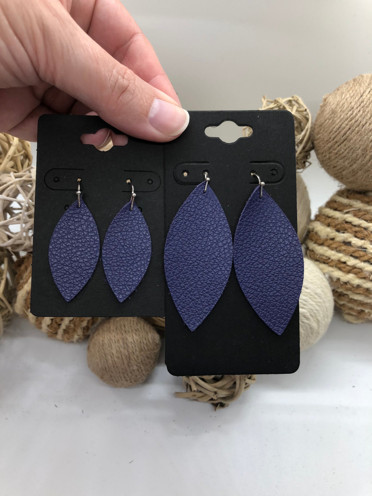 Purple Pebbled Leather Earrings